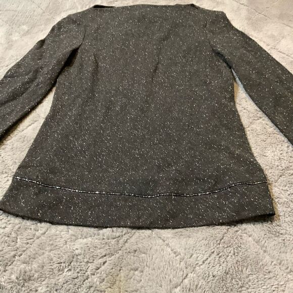 BCBGMaxAzria Womens Wool Blend Boat Neck Glitter Trim Long Sleeve Top Black Smal - Picture 10 of 11
